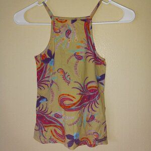 PARASUCO Colorful Criss-Cross Strap-back Floral Paisley Tank Women's S